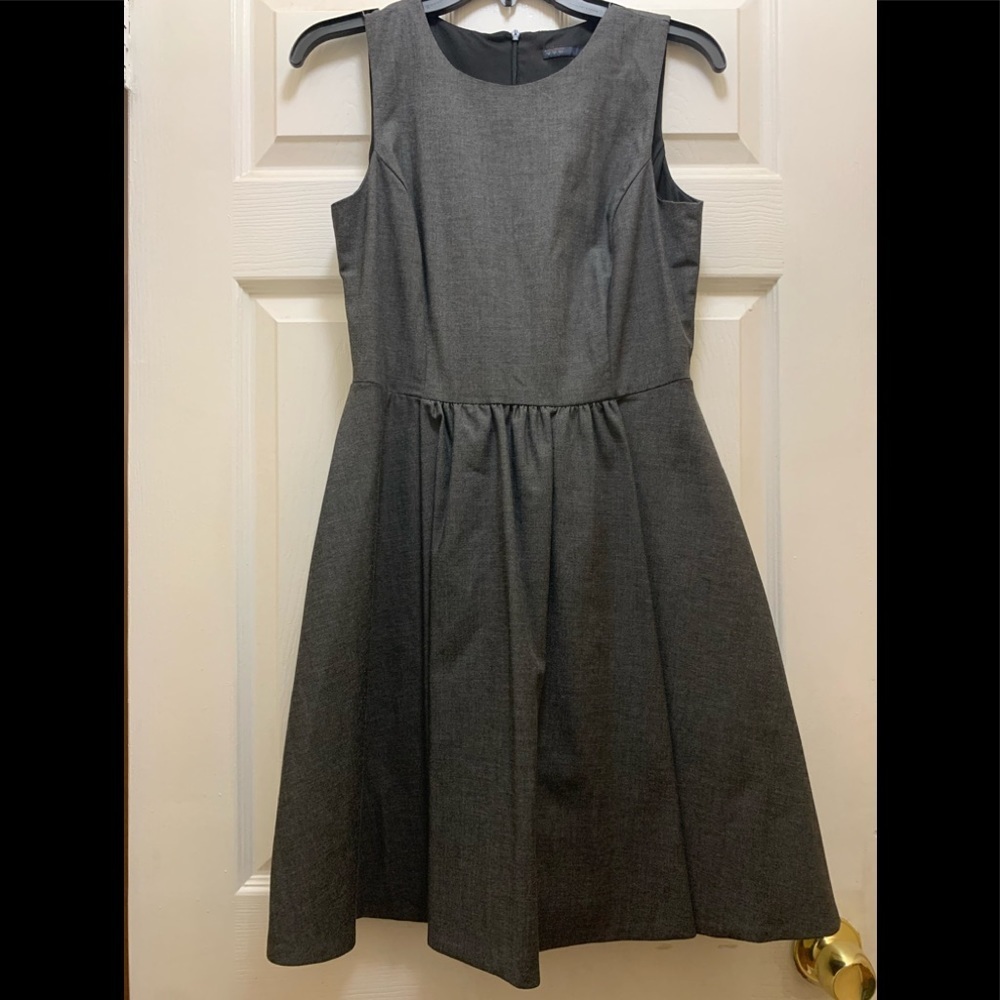 Zara gray A-line gather waist dress with pockets